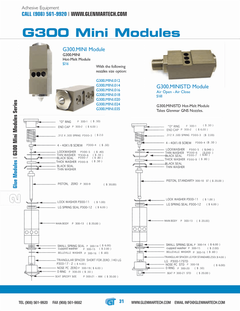 Replacement for ITW BF MicroBead Dual Module - G300-Mini Gun for industrial adhesive systems